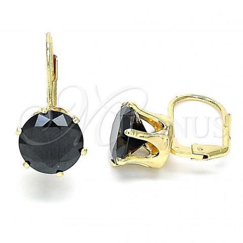 Oro Laminado Stud Earring, Gold Filled Style with Black Cubic Zirconia, Polished, Golden Finish, 5.128.063.1