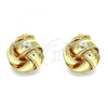 Oro Laminado Stud Earring, Gold Filled Style Chunky Design, Diamond Cutting Finish, Golden Finish, 02.63.2384