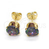 Oro Laminado Stud Earring, Gold Filled Style with Paradise Shine Cubic Zirconia, Polished, Golden Finish, 5.128.162.1