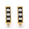 Oro Laminado Huggie Hoop, Gold Filled Style with Black and White Cubic Zirconia, Polished, Golden Finish, 02.267.0012.3.15