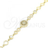 Sterling Silver Fancy Bracelet, Flower Design, with Sapphire Blue and White Cubic Zirconia, Polished, Golden Finish, 03.369.0002.3.07