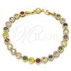 Oro Laminado Tennis Bracelet, Gold Filled Style with Multicolor Cubic Zirconia, Polished, Golden Finish, 03.284.0014.1.08