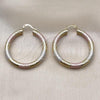 Oro Laminado Medium Hoop, Gold Filled Style Hollow Design, Diamond Cutting Finish, Tricolor, 02.170.0310.1.40