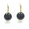 Oro Laminado Stud Earring, Gold Filled Style with Black Cubic Zirconia, Polished, Golden Finish, 5.128.063.1