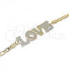 Oro Laminado Fancy Bracelet, Gold Filled Style Nameplate and Love Design, Polished, Tricolor, 03.63.1968.1.08