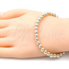 Oro Laminado Fancy Bracelet, Gold Filled Style Expandable Bead and Ball Design, Polished, Golden Finish, 03.299.0037.07