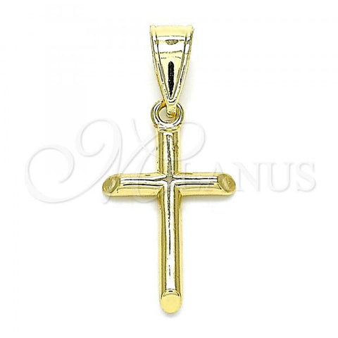 Oro Laminado Religious Pendant, Gold Filled Style Cross Design, Polished, Golden Finish, 05.253.0139