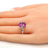 Rhodium Plated Multi Stone Ring, with Rose Swarovski Crystals, Polished, Rhodium Finish, 01.239.0005.3 (One size fits all)