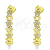 Oro Laminado Stud Earring, Gold Filled Style Star Design, with White Micro Pave, Polished, Golden Finish, 02.341.0113