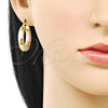 Oro Laminado Small Hoop, Gold Filled Style Hollow Design, Diamond Cutting Finish, Tricolor, 02.213.0311.1.25
