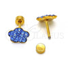 Stainless Steel Stud Earring, Flower Design, with Tanzanite Crystal, Polished, Golden Finish, 02.271.0020.11