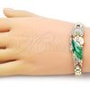 Oro Laminado Fancy Bracelet, Gold Filled Style San Judas Design, with White Cubic Zirconia, Polished, Tricolor, 03.411.0019.08