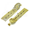 Oro Laminado Long Earring, Gold Filled Style with White Crystal, Diamond Cutting Finish, Golden Finish, 02.341.0142