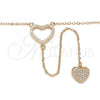 Sterling Silver Fancy Necklace, Heart Design, with White Cubic Zirconia, Polished, Rose Gold Finish, 04.286.0002.1.16