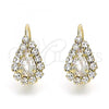 Oro Laminado Leverback Earring, Gold Filled Style Teardrop Design, with White Cubic Zirconia, Polished, Golden Finish, 5.125.012.4
