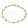 Oro Laminado Fancy Bracelet, Gold Filled Style Heart Design, Diamond Cutting Finish, Golden Finish, 03.326.0024.07