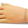 Oro Laminado Basic Bracelet, Gold Filled Style Curb and Pave Cuban Design, Diamond Cutting Finish, Golden Finish, 04.213.0357.07