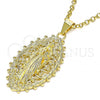 Oro Laminado Religious Pendant, Gold Filled Style Guadalupe Design, Polished, Golden Finish, 05.213.0118
