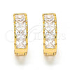 Oro Laminado Huggie Hoop, Gold Filled Style with White Cubic Zirconia, Polished, Golden Finish, 02.237.0016.15
