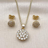 Oro Laminado Earring and Pendant Adult Set, Gold Filled Style with White Micro Pave, Polished, Golden Finish, 10.344.0009