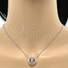 Rhodium Plated Pendant Necklace, Heart and Rolo Design, with Aurore Boreale Swarovski Crystals, Polished, Rhodium Finish, 04.239.0027.16