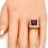Oro Laminado Multi Stone Ring, Gold Filled Style with Garnet and White Cubic Zirconia, Polished, Golden Finish, 01.205.0012.1.08 (Size 8)