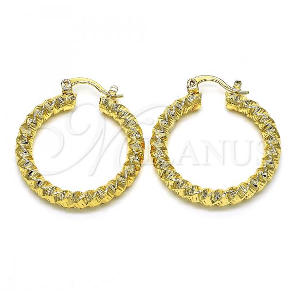 Oro Laminado Medium Hoop, Gold Filled Style Diamond Cutting Finish, Golden Finish, 02.170.0274.30