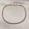 Oro Laminado Basic Anklet, Gold Filled Style Miami Cuban Design, Polished, Golden Finish, 04.63.1413.10