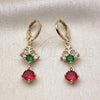 Oro Laminado Long Earring, Gold Filled Style with Multicolor Cubic Zirconia, Polished, Golden Finish, 02.196.0247