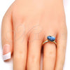 Oro Laminado Multi Stone Ring, Gold Filled Style Heart Design, with Denin Blue Swarovski Crystals, Polished, Golden Finish, 01.239.0002.8 (One size fits all)