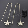 Oro Laminado Threader Earring, Gold Filled Style Star Design, Golden Finish, 5.117.002