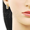 Oro Laminado Huggie Hoop, Gold Filled Style Polished, Tricolor, 02.213.0822.14