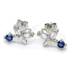 Rhodium Plated Stud Earring, Butterfly Design, with Sapphire Blue and White Cubic Zirconia, Polished, Rhodium Finish, 02.210.0093.3