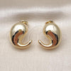 Oro Laminado Stud Earring, Gold Filled Style Teardrop Design, Polished, Golden Finish, 02.163.0351