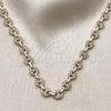 Oro Laminado Fancy Necklace, Gold Filled Style Puff Mariner Design, with White Micro Pave, Polished, Golden Finish, 04.63.1401.20