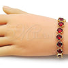 Oro Laminado Tennis Bracelet, Gold Filled Style with Garnet Cubic Zirconia, Polished, Golden Finish, 03.424.0002.08