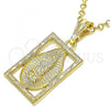 Oro Laminado Religious Pendant, Gold Filled Style Guadalupe Design, Polished, Golden Finish, 05.351.0140