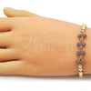 Oro Laminado Fancy Bracelet, Gold Filled Style Cherry Design, with Ruby Cubic Zirconia, Polished, Golden Finish, 03.283.0484.07