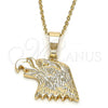 Oro Laminado Fancy Pendant, Gold Filled Style Eagle Design, Diamond Cutting Finish, Golden Finish, 5.182.008