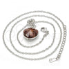 Rhodium Plated Pendant Necklace, Heart Design, with Copper and Aurore Boreale Swarovski Crystals, Polished, Rhodium Finish, 04.239.0044.7.18