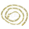 Oro Laminado Basic Necklace, Gold Filled Style Figaro Design, Polished, Golden Finish, 04.213.0142.18