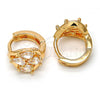 Oro Laminado Huggie Hoop, Gold Filled Style Teardrop Design, with White Cubic Zirconia, Polished, Golden Finish, 02.196.0066.15