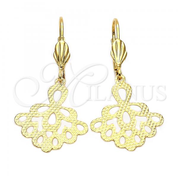 Oro Laminado Dangle Earring, Gold Filled Style Diamond Cutting Finish, Golden Finish, 5.121.012