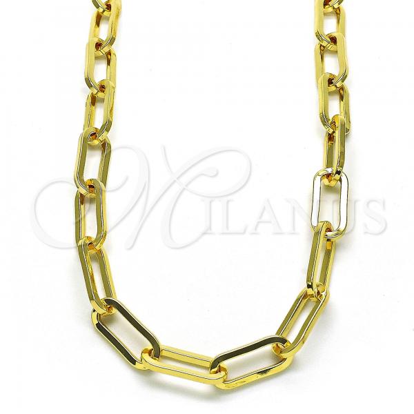 Oro Laminado Basic Necklace, Gold Filled Style Paperclip Design, Polished, Golden Finish, 04.378.0002.16