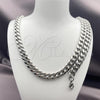 Stainless Steel Necklace and Bracelet, Miami Cuban Design, Polished, Steel Finish, 06.116.0032