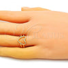 Oro Laminado Multi Stone Ring, Gold Filled Style Heart Design, Polished, Golden Finish, 01.310.0026