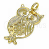Oro Laminado Fancy Pendant, Gold Filled Style Owl Design, Polished, Golden Finish, 05.09.0079