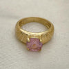Oro Laminado Multi Stone Ring, Gold Filled Style with Pink Cubic Zirconia, Polished, Golden Finish, 01.284.0043.08