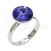 Rhodium Plated Multi Stone Ring, with Tanzanite Swarovski Crystals, Polished, Rhodium Finish, 01.239.0001.3 (One size fits all)