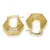 Oro Laminado Small Hoop, Gold Filled Style Greek Key Design, Polished, Golden Finish, 02.170.0164.20